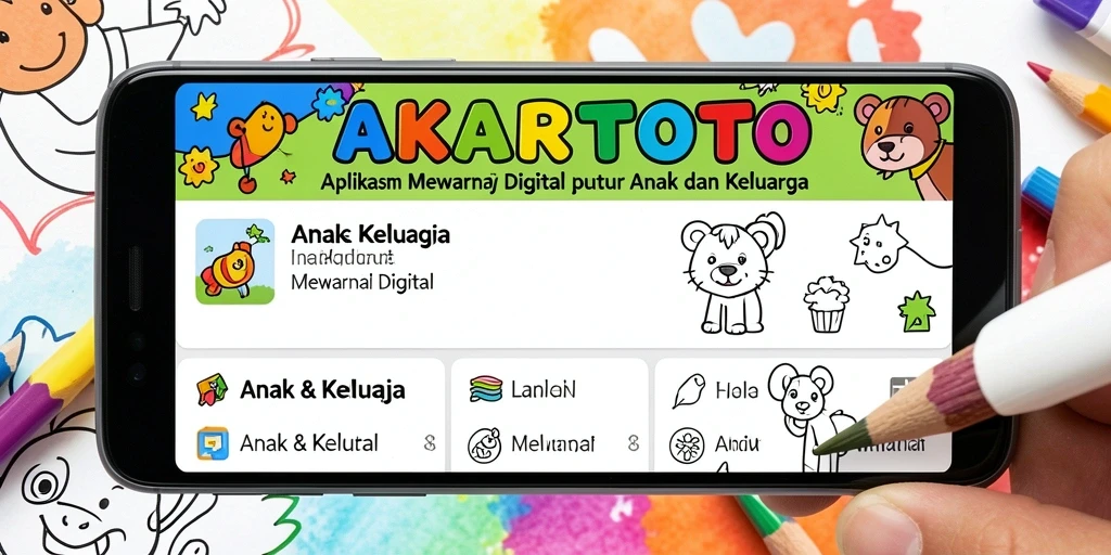 Antarmuka aplikasi AKARTOTO dengan berbagai pilihan gambar mewarnai.