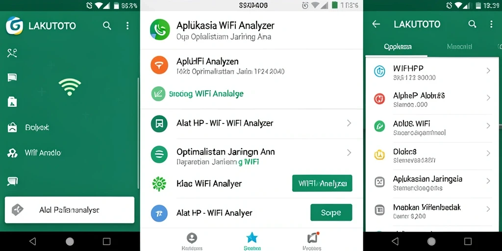 Tampilan antarmuka aplikasi WiFi Analyzer LAKUTOTO yang user-friendly.