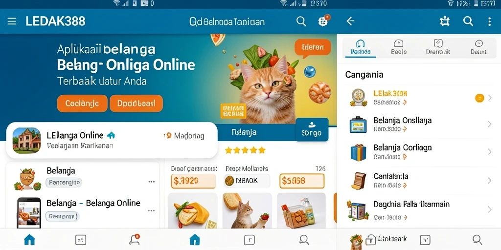 Tampilan antarmuka aplikasi LEDAK388 untuk belanja online.