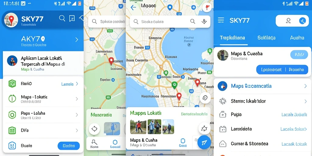 Screenshot antarmuka SKY77 menampilkan fungsi Lacak Lokasi yang akurat.