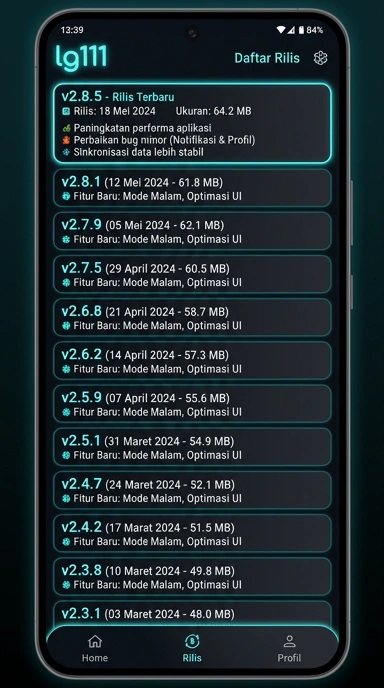Riwayat Versi lg111 untuk Pengguna Android